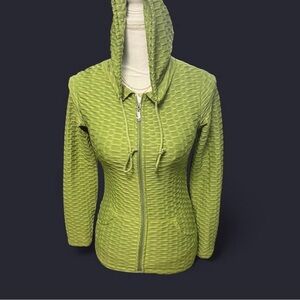 Textured Lime Green Zip-Up Hoodie